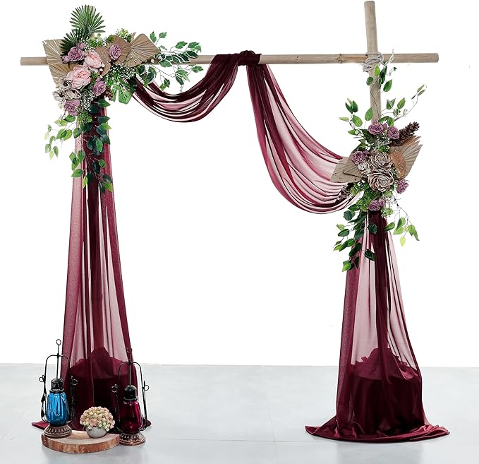 Burgundy Sheer Chiffon Backdrop Fabric, 2 Panels, 30 In x 50 Ft