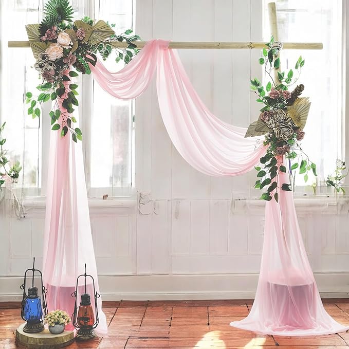 MDS Halloween Chiffon Draping Fabric - 1 Panel, 30" Wide x 40ft Long - Sheer Spooky Arbor & Canopy Drapery for Haunted House Backdrops, Party Ceilings, DIY Costumes & Themed Events - Blush Pink
