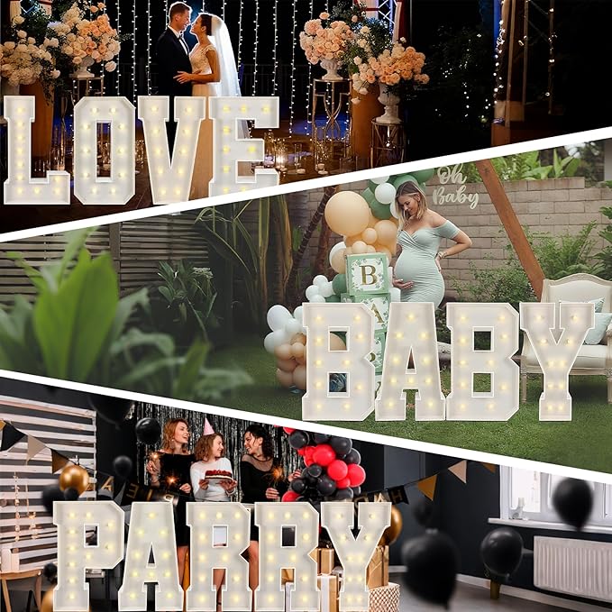 Marquee Light Up Letters: 4FT Large Decorative Signs for Party Decorations Baby Shower Birthday Wedding Engagement Anniversary, 4 Feet Tall Pre-Cut DIY Foamboard Letter A - Easy to Assemble