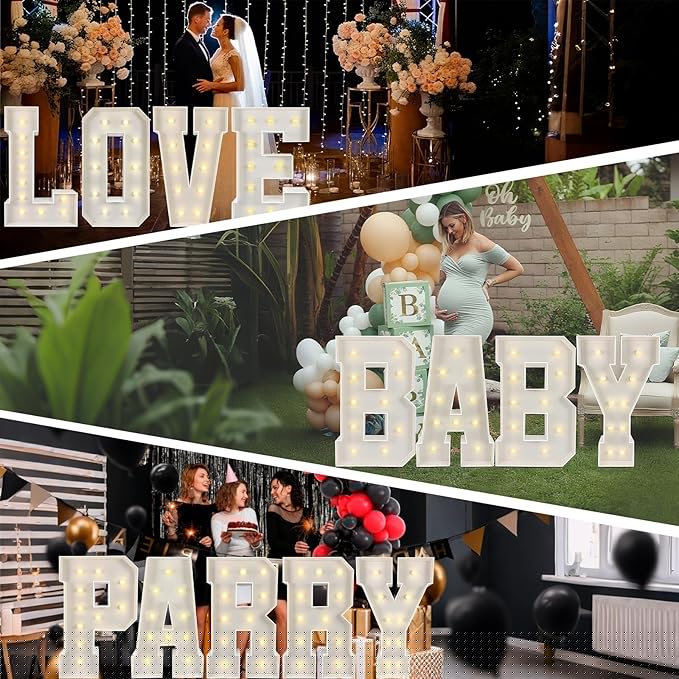 Marquee Light Up Letters: 3FT Large Decorative Signs for Party Decorations Baby Shower Birthday Wedding Engagement Anniversary, 3 Feet Tall Pre-Cut DIY Foamboard Letter R - Easy to Assemble
