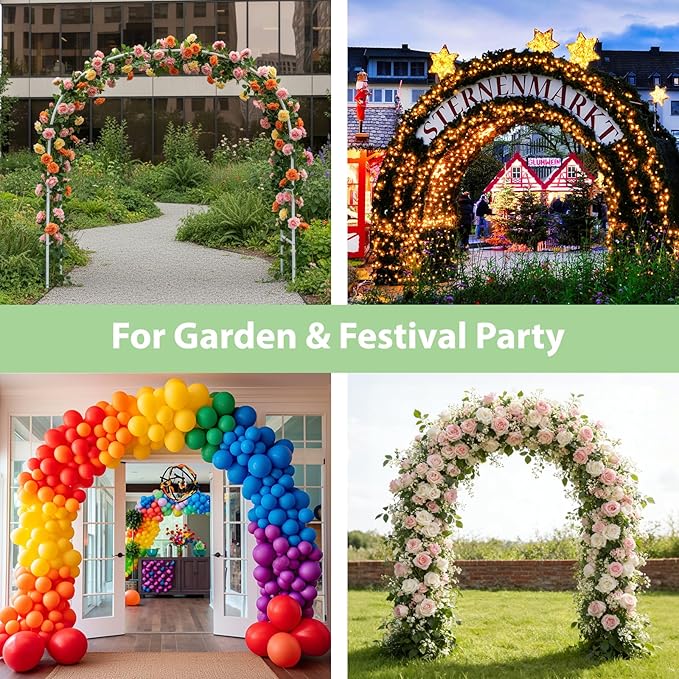 White Metal Garden Arch Arbor, 55 x 94 Inch Wedding Backdrop Stand