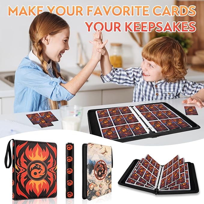 9 Pocket Card Binder for MTG/YGO/PTCG/Game Cards, Holds 900 Cards,Premium Card Collector Book for TCG Players,Toys Gifts for Kids(Red)