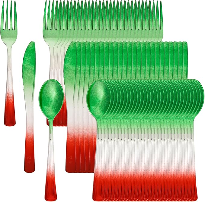 Plastic Forks Christmas Party Cutlery Set, 120 Count, Heavy Duty