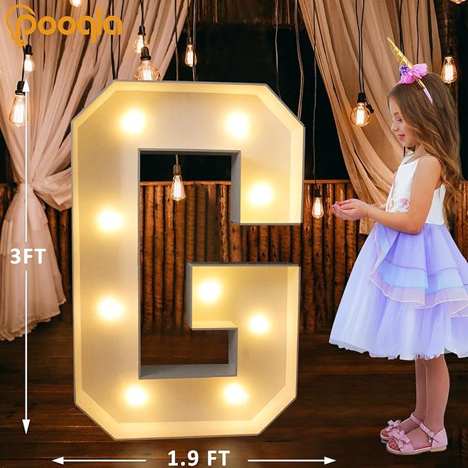 Decoration Marquee Letter G, 3 Ft Light Up LED Foam Letter for Parties