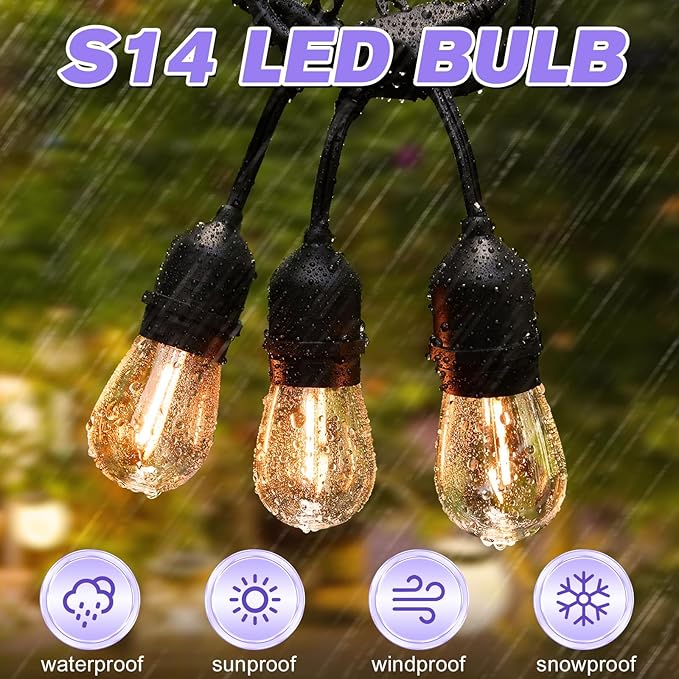 LED S14 Bulbs, 28 Pack Warm White Waterproof for String Lights