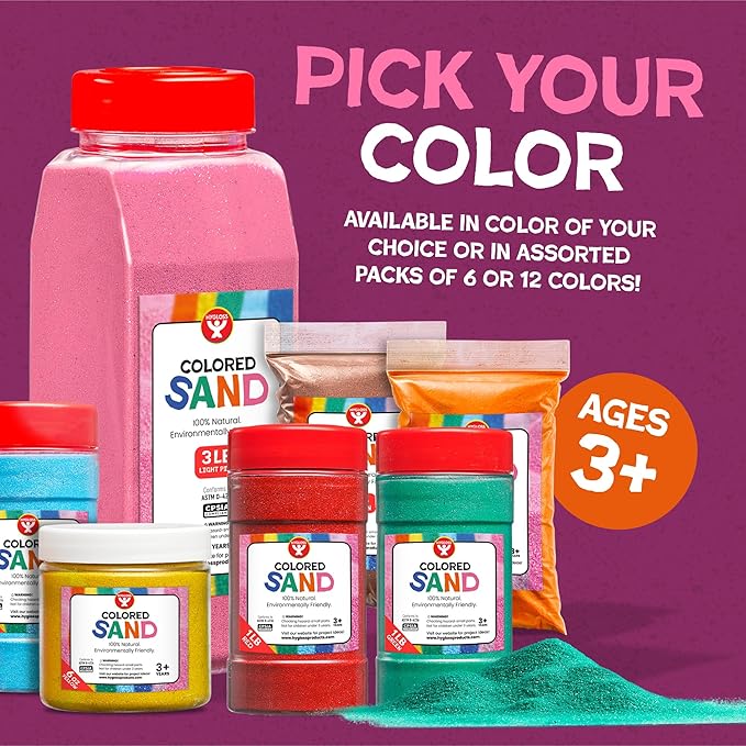 Hygloss Colored Sand for Crafts – 3 lb Bottle, Light Blue – Vibrant Colorful Fine Sensory Play Sand Art Kits for Kids – Classroom Activities for Children 3 4 5 6 7 8 9 10 11 12 – Safe for Ages 3+