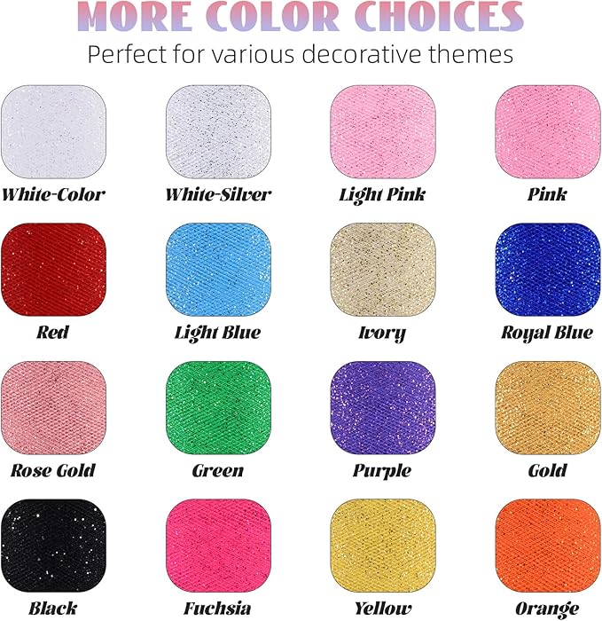 Glitter Tulle Rolls 6” by 50 Yards Sparkle Tulle Fabric Ribbon Sequin Tulle Netting Rolls for DIY Tutu Skirt Wedding Birthday Party Decoration (Rose Gold)