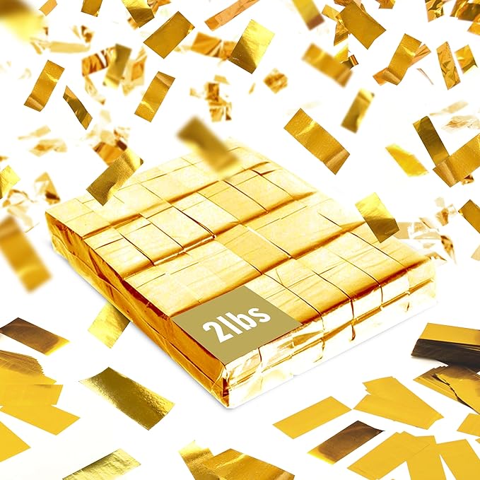 Confetti Paper in Gold, Biodegradable, 2 lb Bulk Pack for Parties
