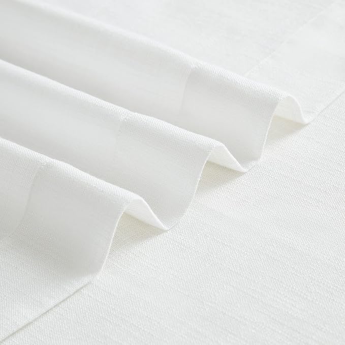 Vision Home White Pinch Pleated Semi Sheer Curtains Textured Light Filtering Window Curtains 102 inch for Living Room Bedroom Rayon Blended Pinch Pleat Drapes with Hooks 2 Panels 40" Wx102 L