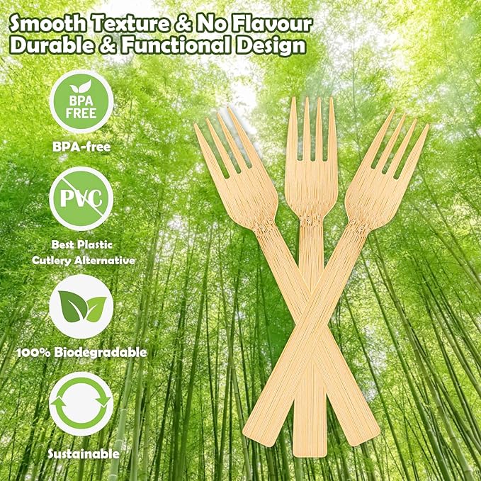 Forks Made of Bamboo, 2200 Count, 6.7-Inch, Natural Color