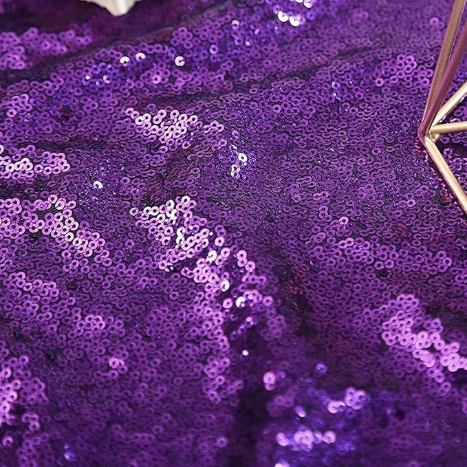 Purple Sequin Backdrop Curtain, 10 x 10 Ft Glitter Panel with Rod Pocket