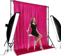 Backdrop Curtain, Hot Pink Sequin, 8 x 8 Ft Sparkly Backdrop