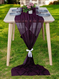 MDS 2 Pack 14ft Chiffon Table Runner 29 x 170 Inches Sheer Wedding Runner Romantic Rustic Table Runner for Wedding Decorations, Birthday Parties, Bridal Shower Party Arch Decor - Eggplant