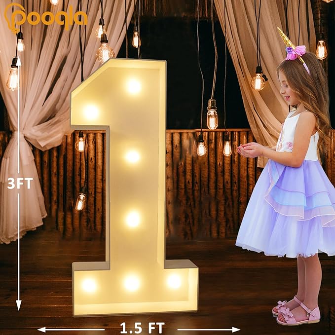 Party Decorations: 3FT Light Up Marquee Number with Warm/Cold White LEDs