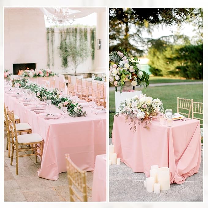 12 Pack 60 x 102 Inch Rectangle Tablecloth Pink Polyester Tablecloth for 6 Feet Rectangle Tables,Washable Fabric Table Cloth for Wedding Dining Table Buffet Parties Camping