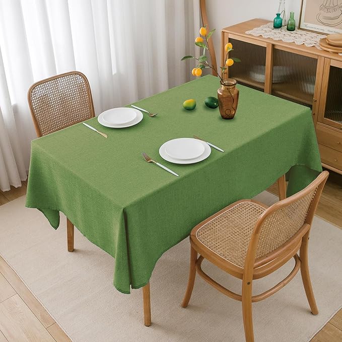 NLMUVW Olive Green Linen Tablecloth Square Tables, Water Resistant Textured Natural Table Cloth Farmhouse Table Cover for Kitchen Dining Coffee, 54 x 54 Inch