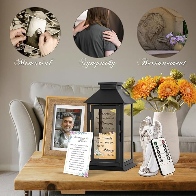 Decorative Candle Lantern, Metal Sympathy Lantern with Flameless LED Candle