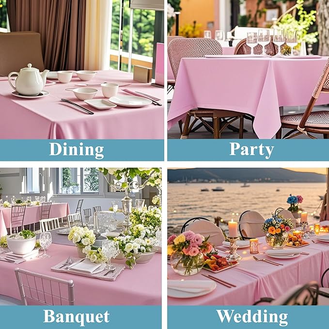 Tablecloths, 6 Pack Pink Rectangular Polyester, 90 x 156 Inch