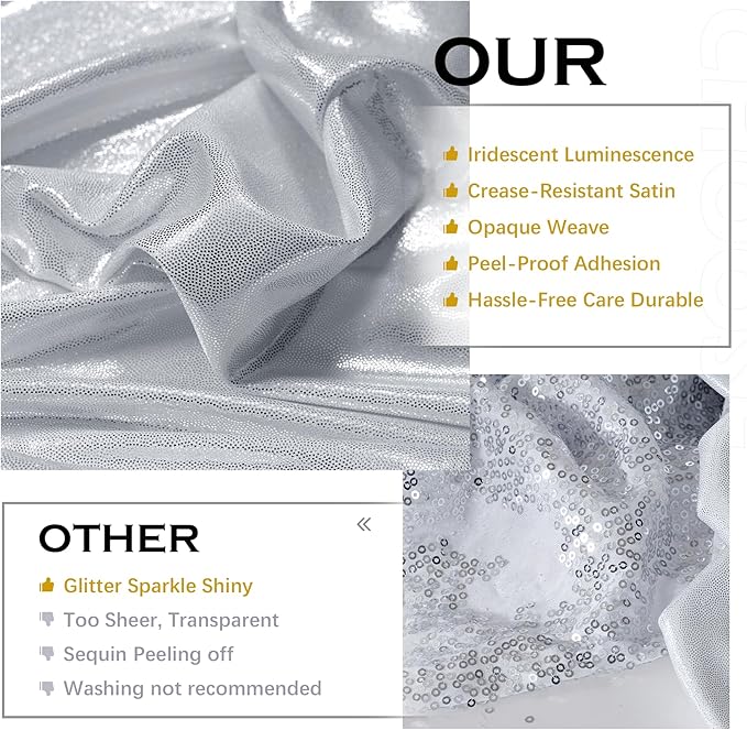 Backdrop Curtain Set, Silver Sequin, 4 Panels 20x10 Ft, Wrinkle-Free