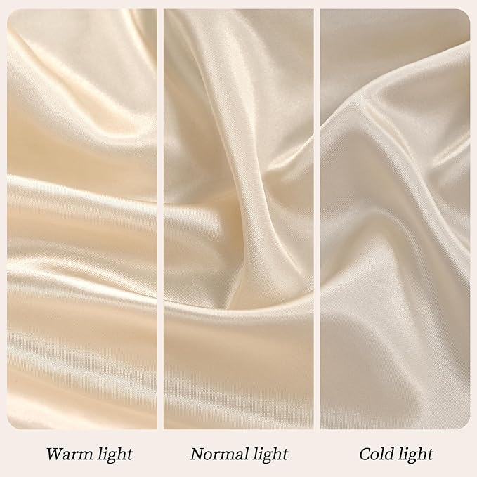 12 Pack 120 Inch Champagne Satin Tablecloth - Premium Bright Silky Round Tablecloth Overlay Smooth Fabric Table Cover, Table Decoration for Wedding Party Banquet Events Restaurant Kitchen Dining