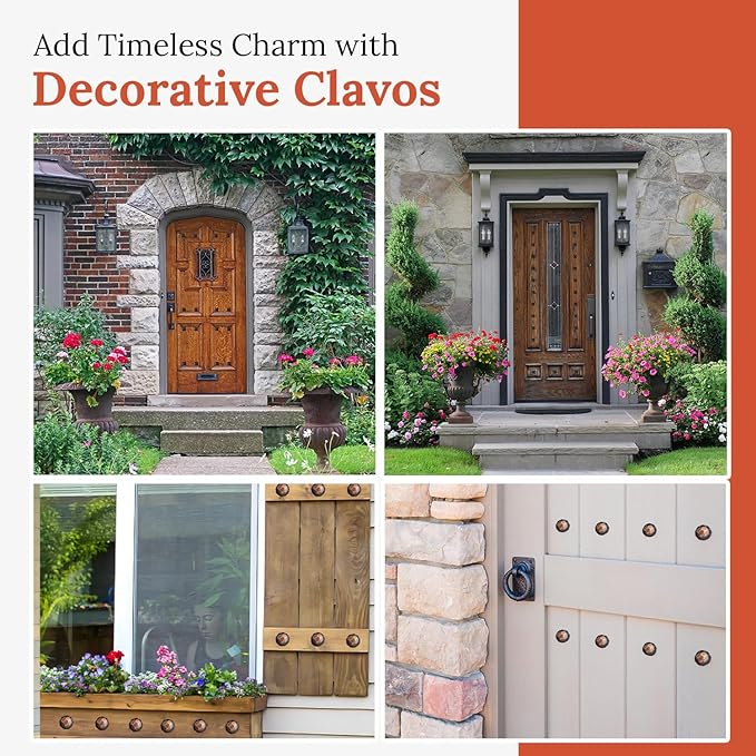 10 Pack 1.25" Round Head Iron Clavos Decorative Nails – Oil Rubbed Bronze – Handmade Rustic Round Fasteners for Farmhouse Shutters, Faux Wood, Barn Doors, Shutters, Gates – Ornamental Wood Accent