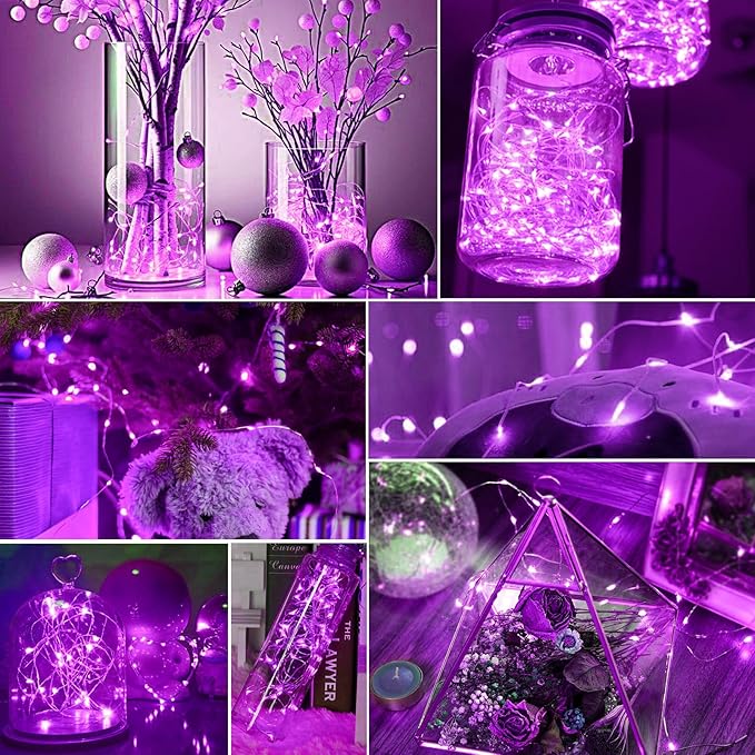 pozzolanas 24 Pack Pink Battery Operated String Lights - 7ft Waterproof Fairy Lights with 20 LEDs for Home, Mason Jar, Party, Wedding, Halloween, Christmas Decorations