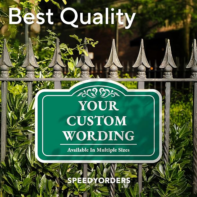 Custom Decorative Outdoor Metal Sign - Personalized Aluminum Driveway Sign, Waterproof, Made in USA - Design 1 Forest Green 12x8 In