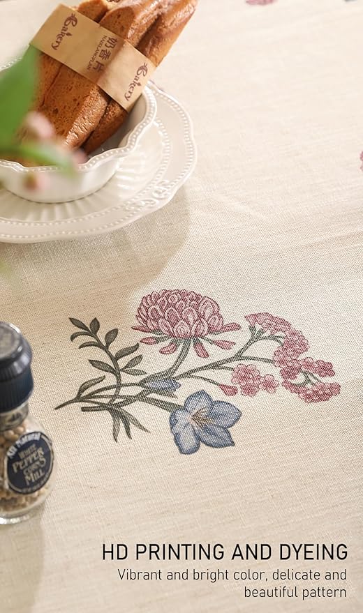Rectangular Tablecloth 55 x 71 Inch Light Beige Linen-Polyester Blend