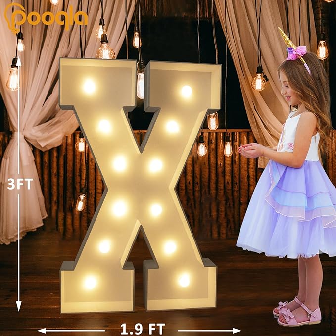Decorations: 3 Ft Foam Marquee LED Letter Lights in Warm or Cool White