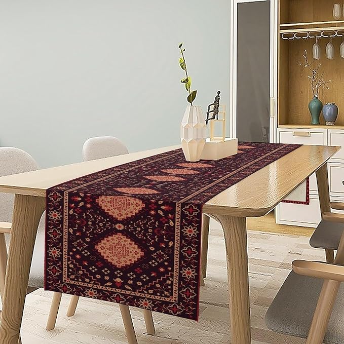Vintage Boho Aztec Table Runner, Rustic Farmhouse Magical Kitchen Dining Home Party Table Decor 13x72in