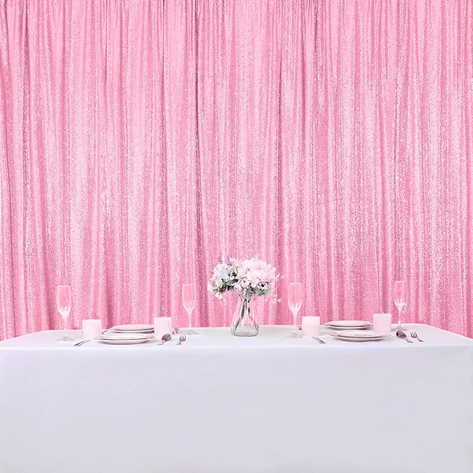 Photo Backdrop in Pink Sequin Mesh, 2 ft x 8 ft, Pack of 4