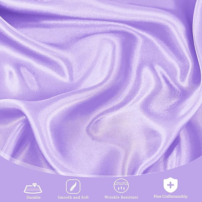 fani 12 Pack 120 Inch Lavender Satin Tablecloth - Silky Round Tablecloth Overlay Smooth Fabric Table Cover, Bright Table Decoration for Wedding Party Banquet Events Restaurant Kitchen Dining