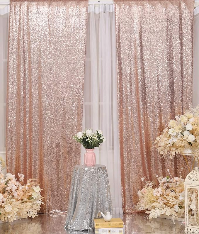 Sequin Backdrop Panels, Rose Gold, 5 x 10 Ft, Pack of 2