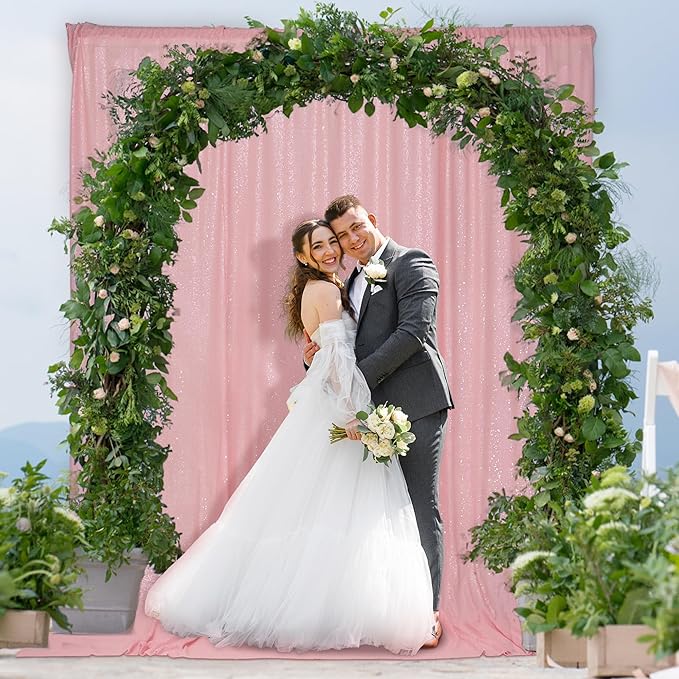 Backdrop, Pink Sequin, 6 Ft x 6 Ft for Parties and Events