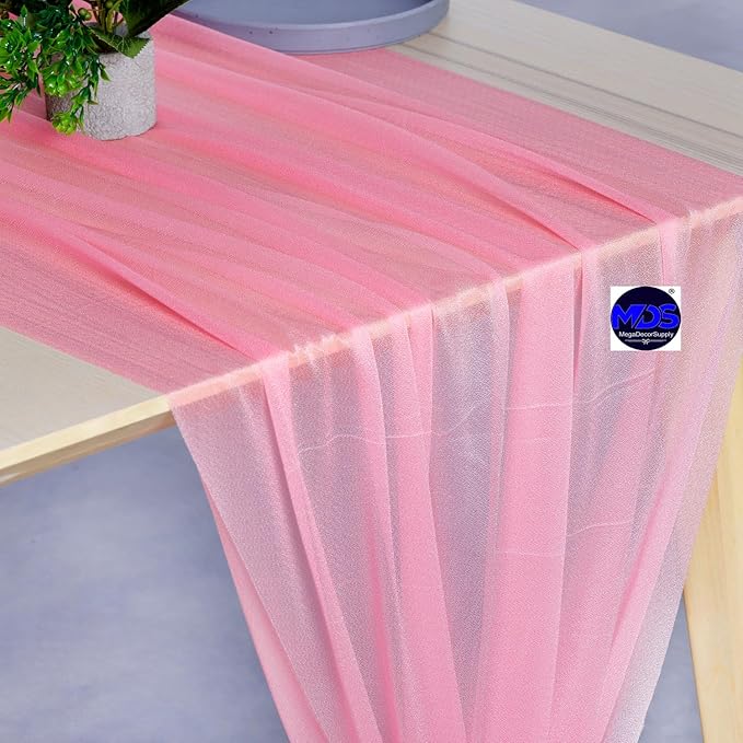 MDS Halloween Chiffon Table Runner - 1 Pack, 29 x 170 Inches, 14ft Each - Sheer Spooky Table Runners for Haunted House Parties, Trick-or-Treat Tables, Witchy Décor, Wedding & Events - Coral