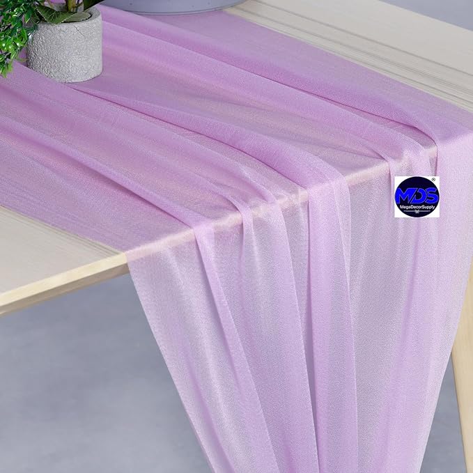 MDS Halloween Chiffon Table Runner - 5 Pack, 29 x 170 Inches, 14ft Each - Sheer Spooky Table Runners for Haunted House Parties, Trick-or-Treat Tables, Witchy Décor, Wedding & Events - Orchid
