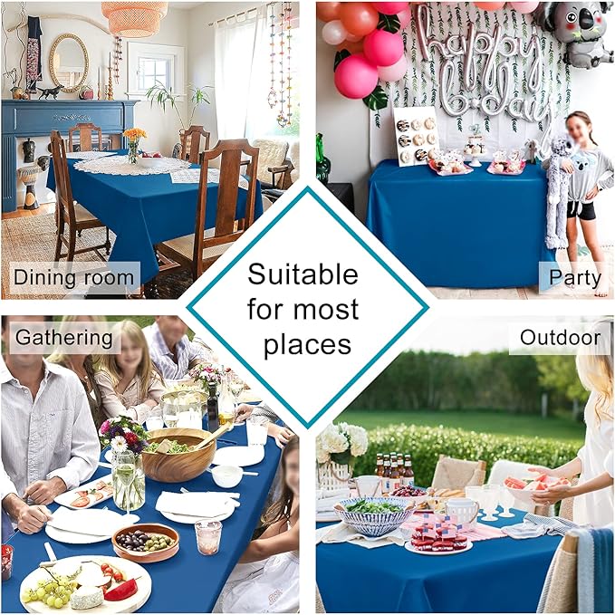 Hiasan Royal Blue Tablecloth for Square Tables - Waterproof and Spillproof Washable Fabric Table Cloth for Dining Room Kitchen Party, 70 x 70 Inch