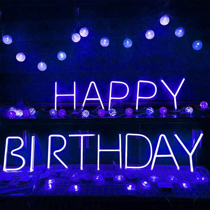 ENUOLI Blue LED Neon Letter Light, USB Batteries Operated Letter Sign for Night Light Lamp Words for Valentines Day, Home, Indoor Wall Decor (G)