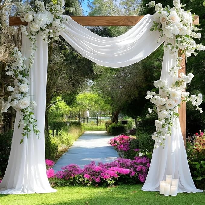 MDS Halloween Chiffon Draping Fabric - 2 Panel, 30" Wide x 50ft Long - Sheer Spooky Arbor & Canopy Drapery for Haunted House Backdrops, Party Ceilings, DIY Costumes & Themed Events - White