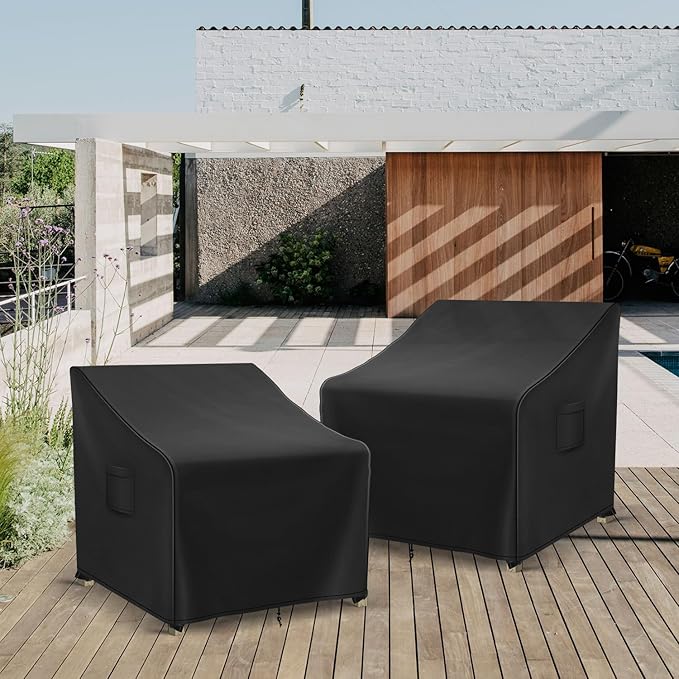Outdoor Swivel Chair Covers Waterproof, Outdoor Rocking Chair Covers 2 Pack, Patio Chair Covers for Outdoor Furniture Fits up to 31.5W x 33.5D x 36H inches, Black