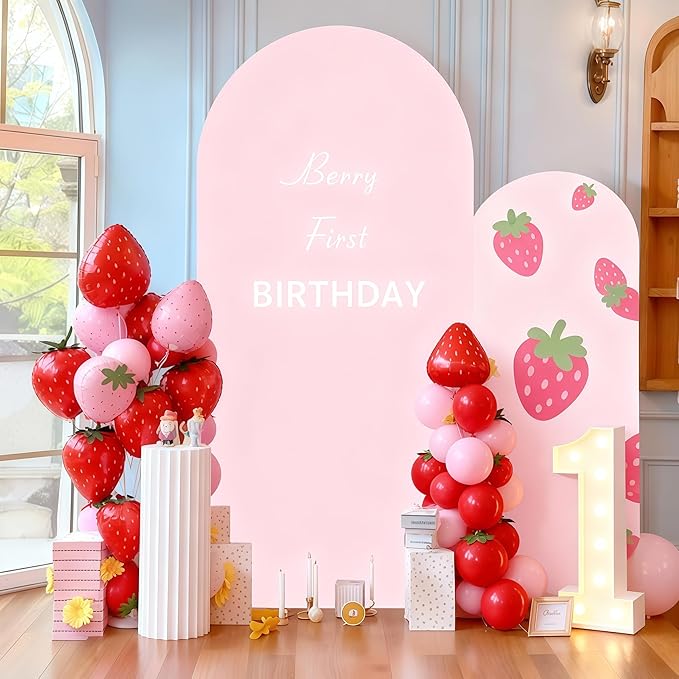 6.6FT Pink Arch Backdrop Cover - Polyester Fitted Wedding Arch Stand Covers Round Top Chiara Arch Backdrop Cover for Birthday Party Banquet Photo Background Decoration