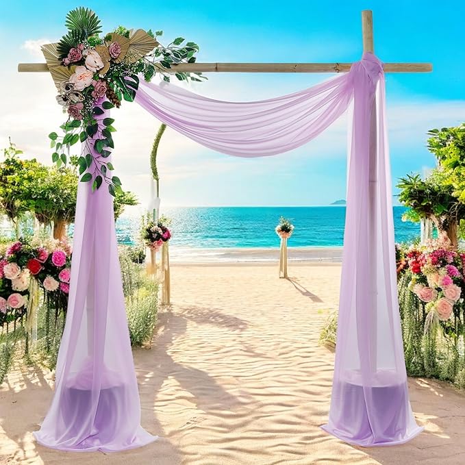 MDS Halloween Chiffon Draping Fabric - 2 Panel, 30" Wide x 50ft Long - Sheer Spooky Arbor & Canopy Drapery for Haunted House Backdrops, Party Ceilings, DIY Costumes & Themed Events - Orchid
