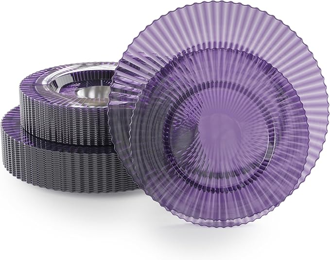 Plates Set, 40 Pieces in Purple, Plastic and BPA Free for 20 Guests