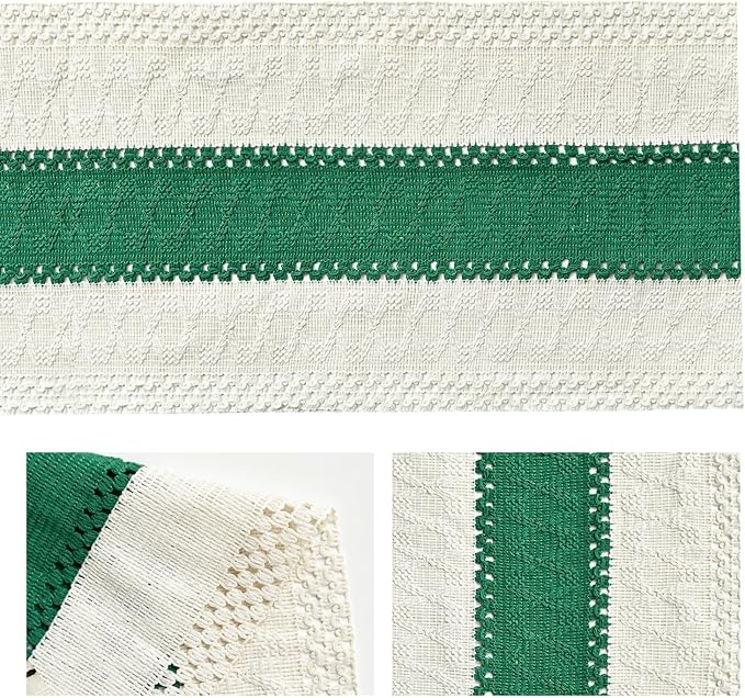 Artoid Mode Dark Green Farmhouse Rustic Table Runner, Seasonal Holiday Hollow Kitchen Dining Table Decoration for Home Party Decor 12x72 Inch