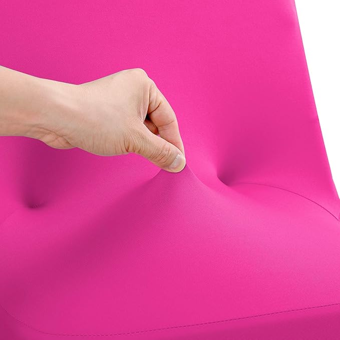 Peomeise Stretch Spandex Folding Chair Cover for Wedding Party Dining Banquet Event (Fuchsia,25pcs)