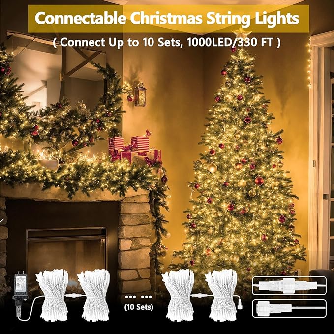 String Lights, 2 Pack 33 ft Warm White LED with Timer and 13 Modes