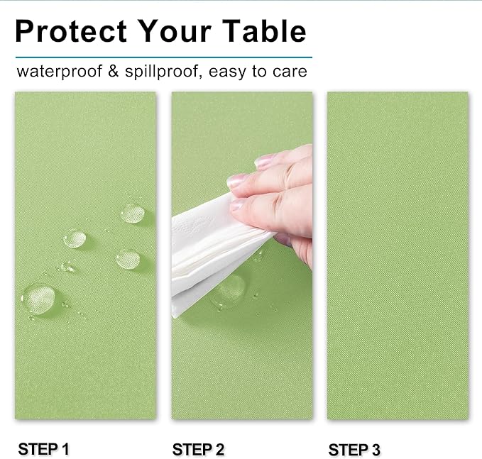 Hiasan Light Sage Tablecloth for Rectangle Tables - Waterproof and Spillproof Washable Fabric Table Cloth for Dining Room Kitchen Party, 60 x 102 Inch