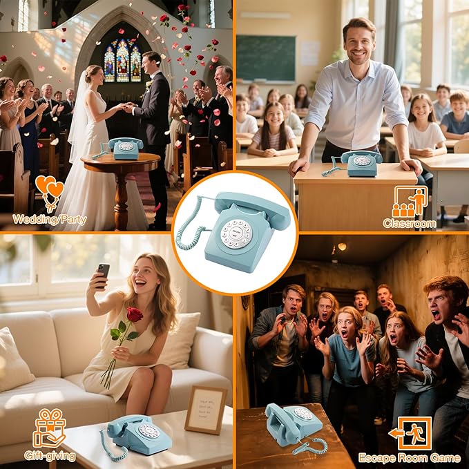 Guestbook Telephone with Retro Design, Rechargeable, Audio Messages