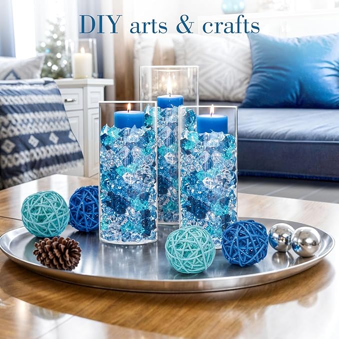 DomeStar 500PCS Fake Ice, Assorted Acrylic Glass Beads,Vase Fillers Fish Tank Decor Table Scatter Decoration