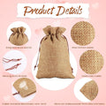 Burlap Gift Bags 100 Count, Dark Brown Drawstring Bags with Kraft Tags